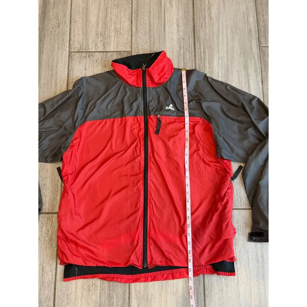 Vintage EMS Eastern Mountain Sports Nylon Windbreaker Jacket Mens Red Gray Large